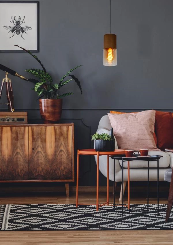 Lucide ZINO - Hanglamp - Ø 10 cm - 1xE27 - Amber - sfeer 2